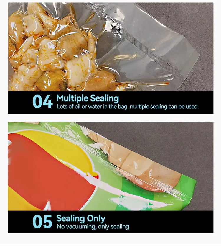 Vacuum Packaging Machine for Food Plastic Bags Sealer Sealing Machine Mylar Bags Kitchen Packer Automatic Manual Modes Home Appl