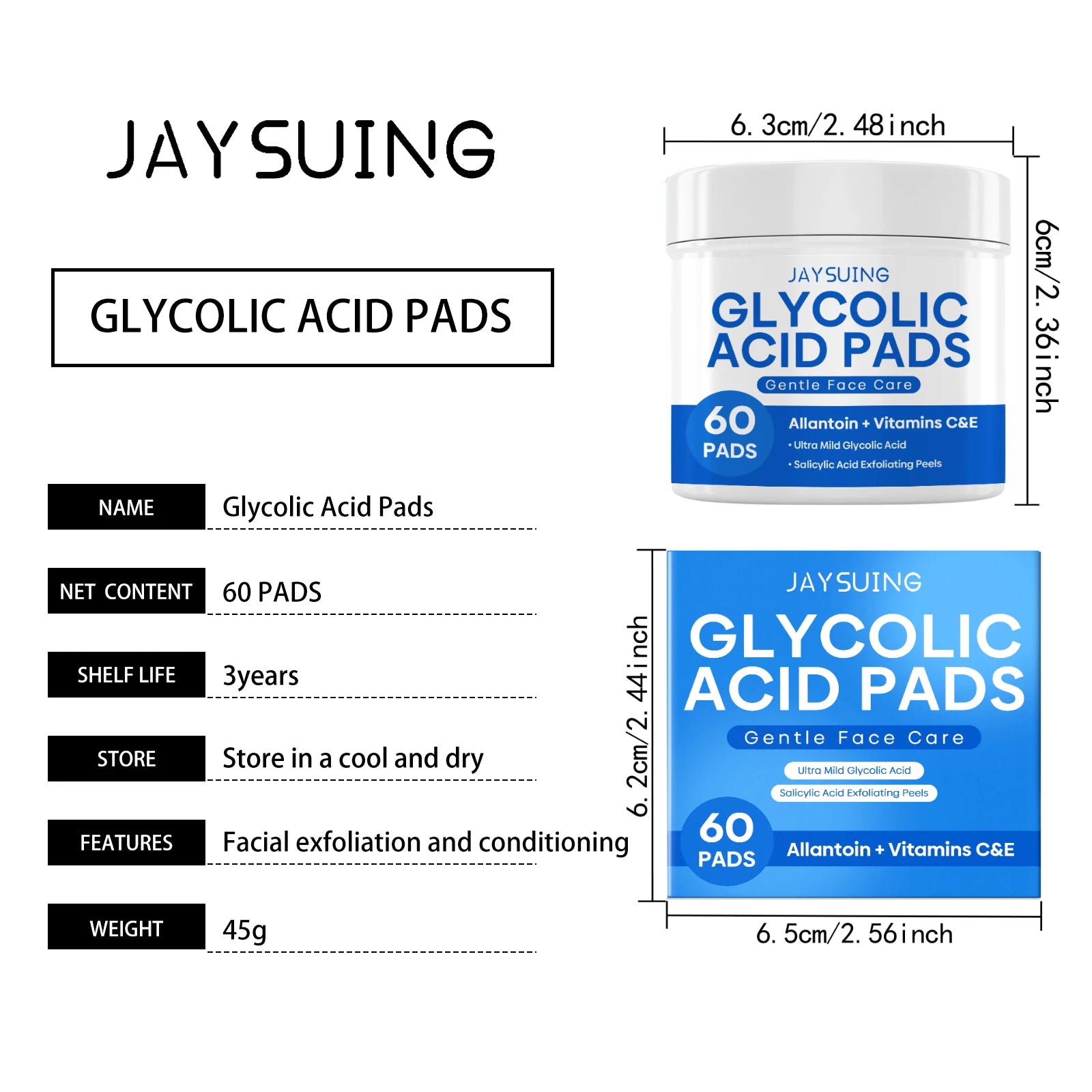 Glycolic Acid Exfoliating Pads | Salon-Quality Brightening Treatment Scrubs Treatments Tidesmit