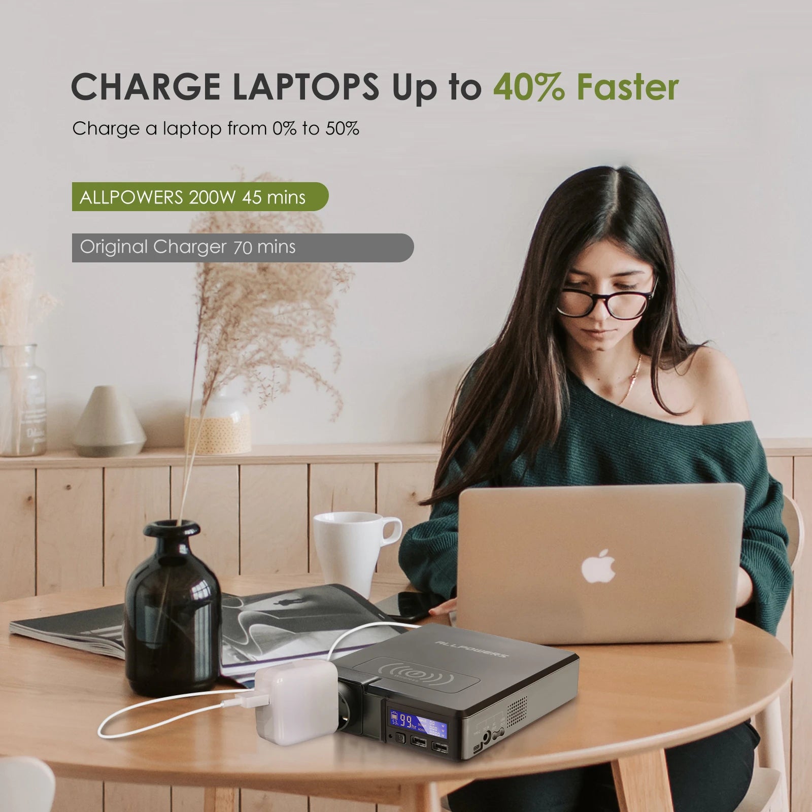 Portable Power Station 154Wh 41600mAh High-Capacity Travel Battery Tidesmit