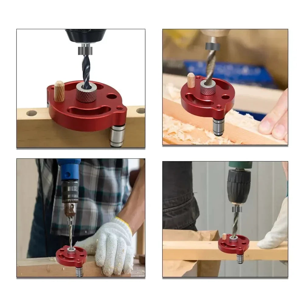 Aluminum Wood Drill Guide Locator Vertical Drilling Positioner Dowel Hole Jig Woodworking DIY Drilling Tool
