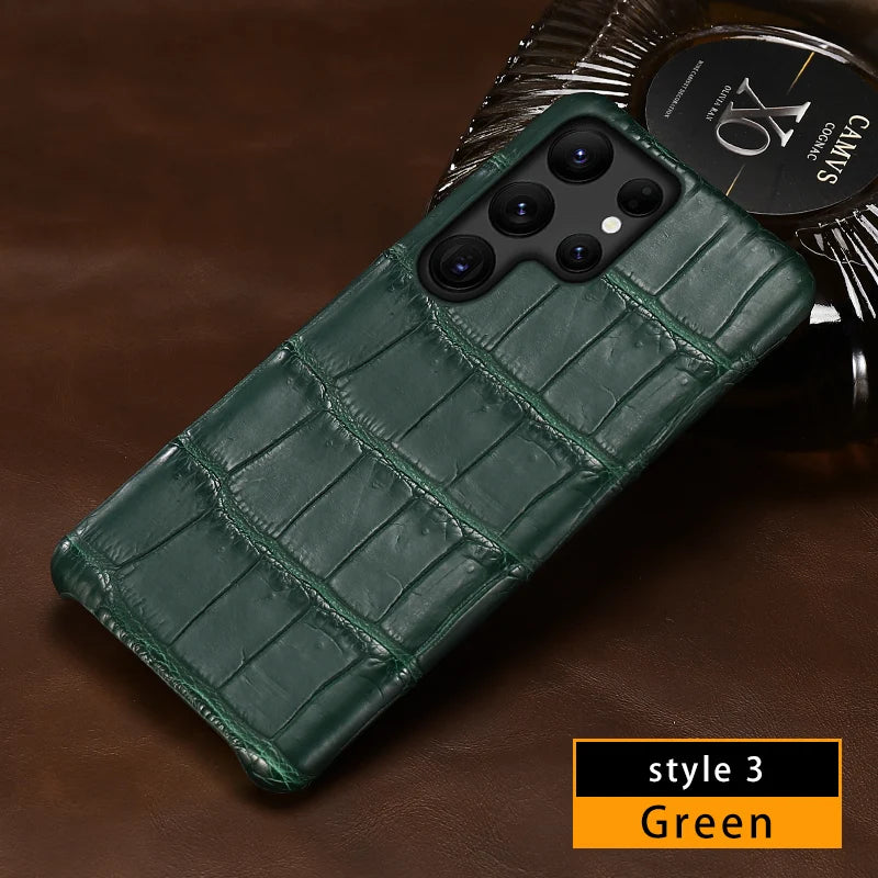 Samsung Galaxy S25 Ultra Leather Case - Slim Military-Grade Protection green 3 Tidesmit