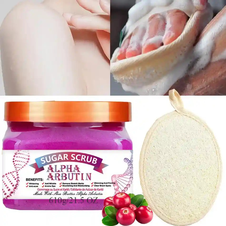 Shea Sugar Body Scrub Exfoliant - Natural Smoothing Treatment Scrubs Treatments Alpha Arbutin Tidesmit