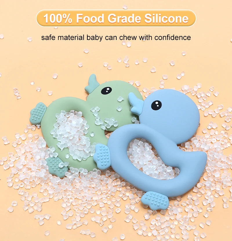 2025 Baby Duck Shape Teether Cartoon Swimming Duck Silicone Teether Baby Toy Teething Accessories