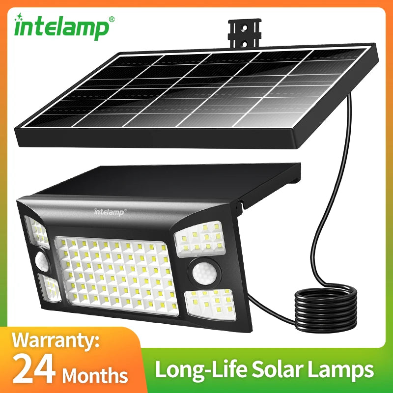 Intelamp 2000LM 8000mah Outdoor Solar Lights With Two Motion Sensors Larger Solar Panel Solar Lamp IP65 For Street Garden Path