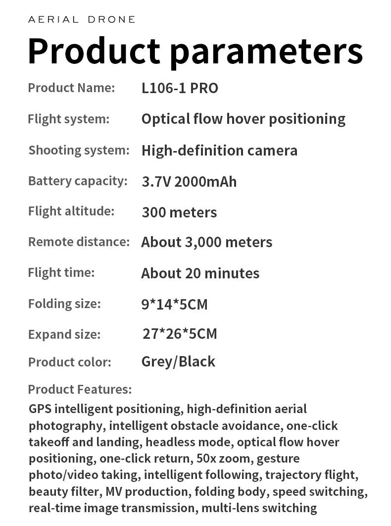 4K GPS Camera Drone with Obstacle Avoidance and EIS - L106-1 Tidesmit