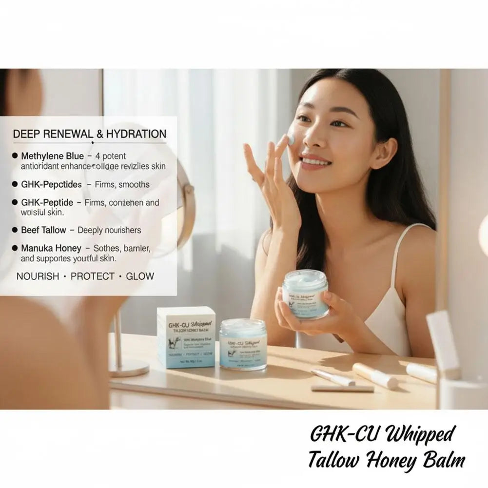 1/2/3pcs Ghk-Cu Beef Tallow Honey Balm Repair Dry Skin Deep Hydration Nourish Non-Greasy Brightening Even Skin Whipped Tallow Ho