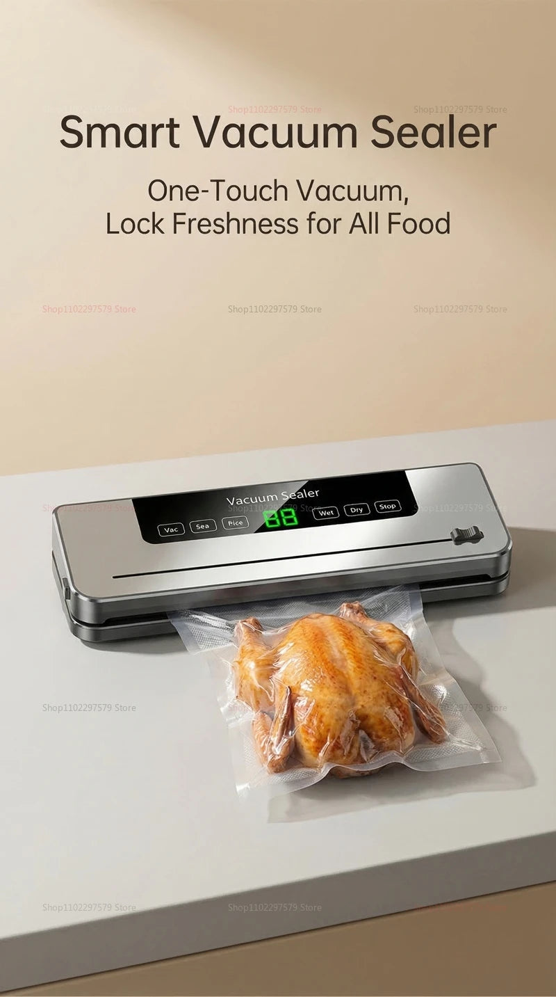 Vacuum Sealer Machine for Dry and Wet Food Food Storage Sealing with Built-in Cutter UV Kitchen Food Vacuum Packaging Machine