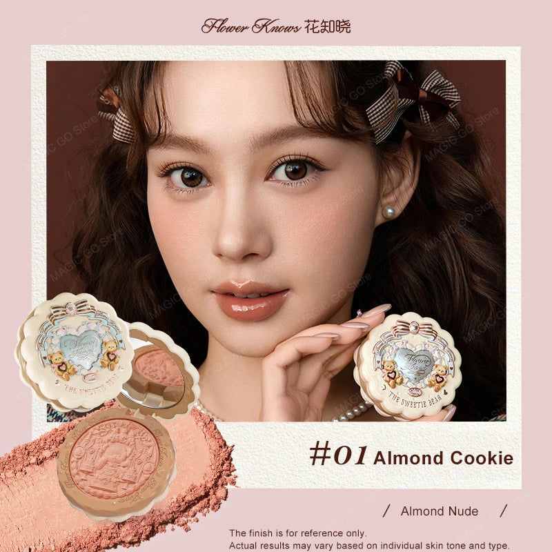 Tidesmit Flower Knows Sweetie Bear silk satin blush texture close-up soft matte waterproof cheek powder