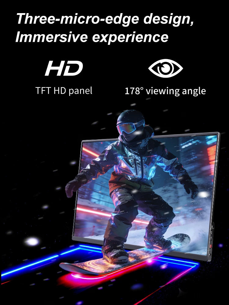 16" 2.5K 165hz 144hz Portable Monitor 1920*1200 16:10 100%sRGB 450Cd/m² Travel Gaming Display for Laptop Switch ps4 ps5 Xbox