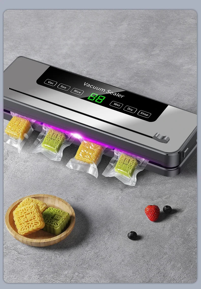 Portable Kitchen Food Saver Vacuum Sealer Machine Household Home Touch Button Cutter Kitchen Electric Vacuum Packaging Machine