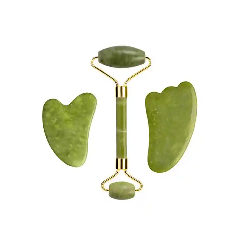 Jade Roller and Gua Sha Set: Natural Facial Massage Tool Kit Massage Roller Type 18 Tidesmit