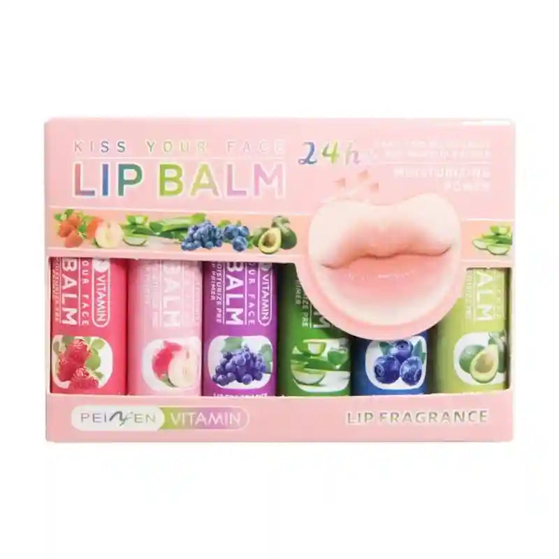 Fruit Flavor Lip Balm Set - 6 Pack Moisturizing Lip Treatment Lip Care 01 Tidesmit