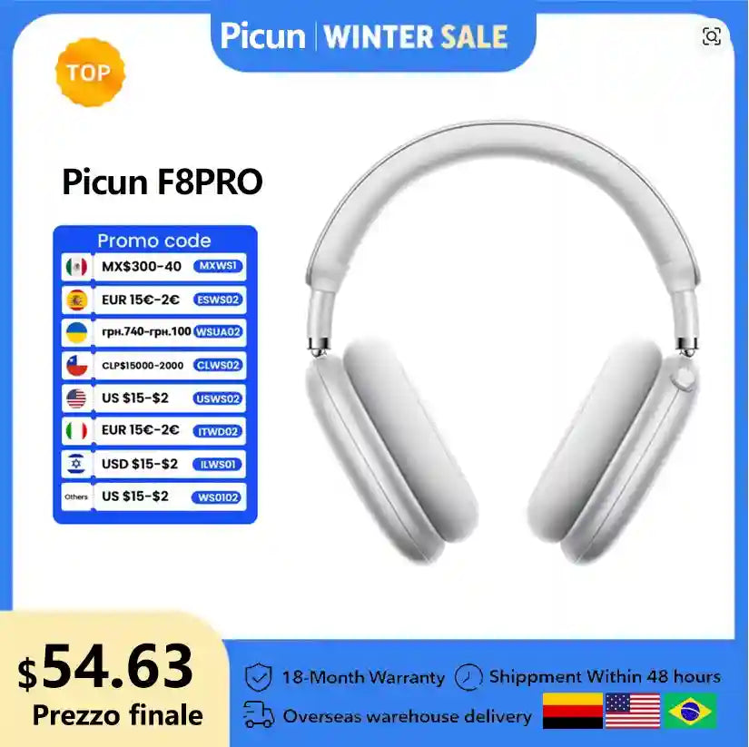 Wireless Noise Cancelling Headphones - Over-Ear 3D Spatial Audio F8 Tidesmit
