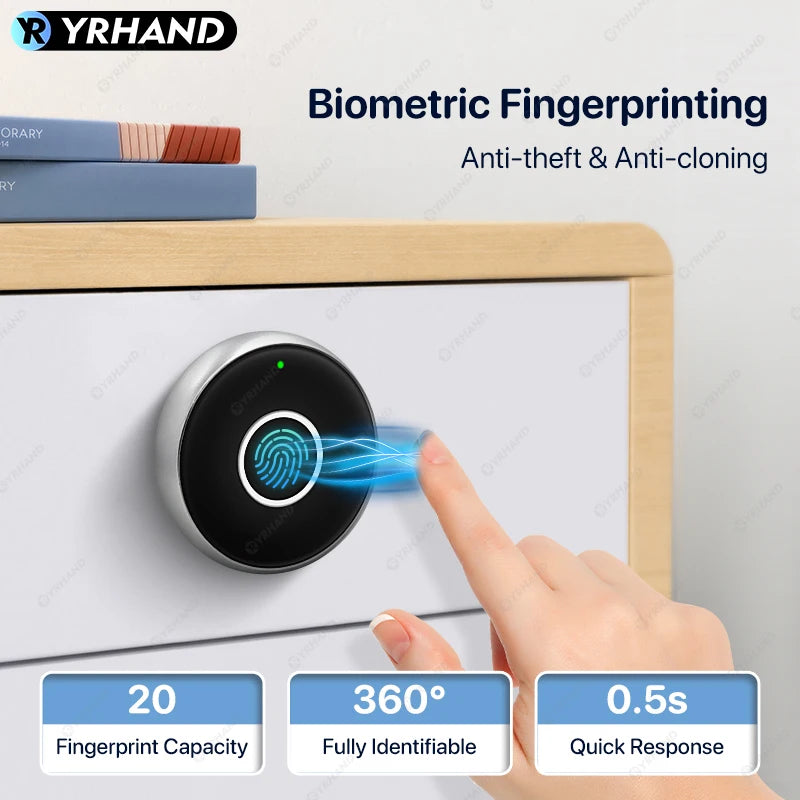 YRHAND Fingerprint Drawer fingerprint battery Cabinet lock Keyless electronic Smart wireless locker Lock for home and office