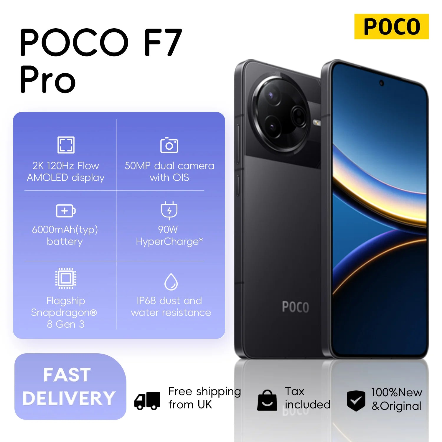POCO F7 Pro 5G Smartphone 12GB 256GB - 120Hz AMOLED Display AE Tidesmit