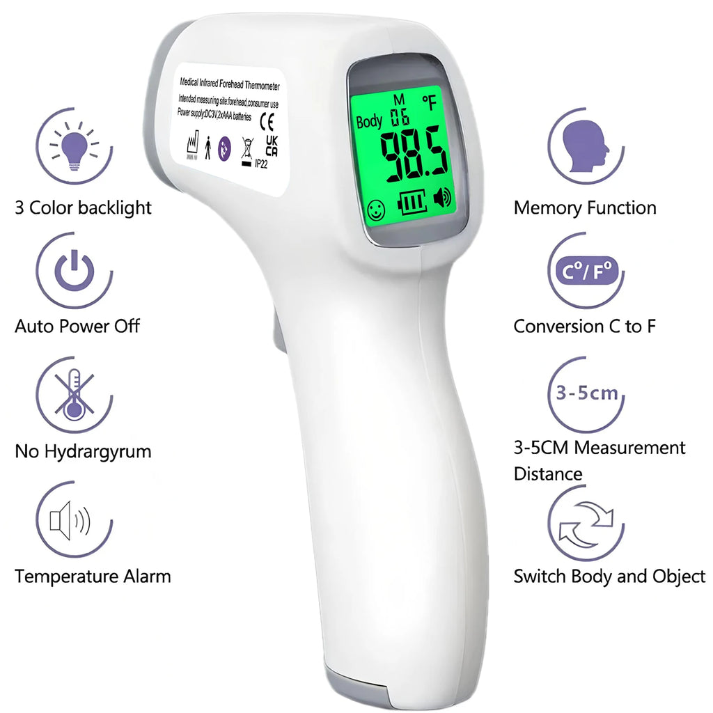 Medical Non Touch Infrared Thermometer Digital Forehead Fever Temperature Meter Home Use