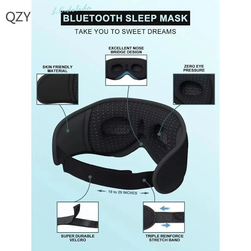Bluetooth Sleep Headphones Mask 3D Ergonomic Wireless Headset Tidesmit
