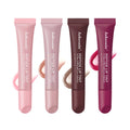 Lakerain Peptide Lip Tint set: four hydrating, high-shine nude and berry plumping lip glosses with a glass finish.