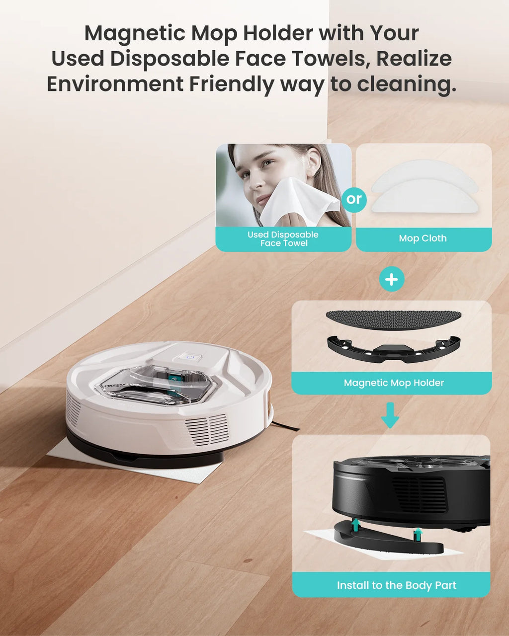Lefant M320 robot vacuum with 6000Pa suction cleaning carpets and hard floors, low noise and self-charging design