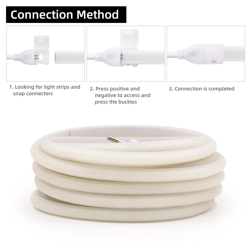 220V COB LED Neon Strip Light with Dimmer Switch Power Kit 288LED High Density Linear Lighting Waterproof Flexible Silicone Lamp