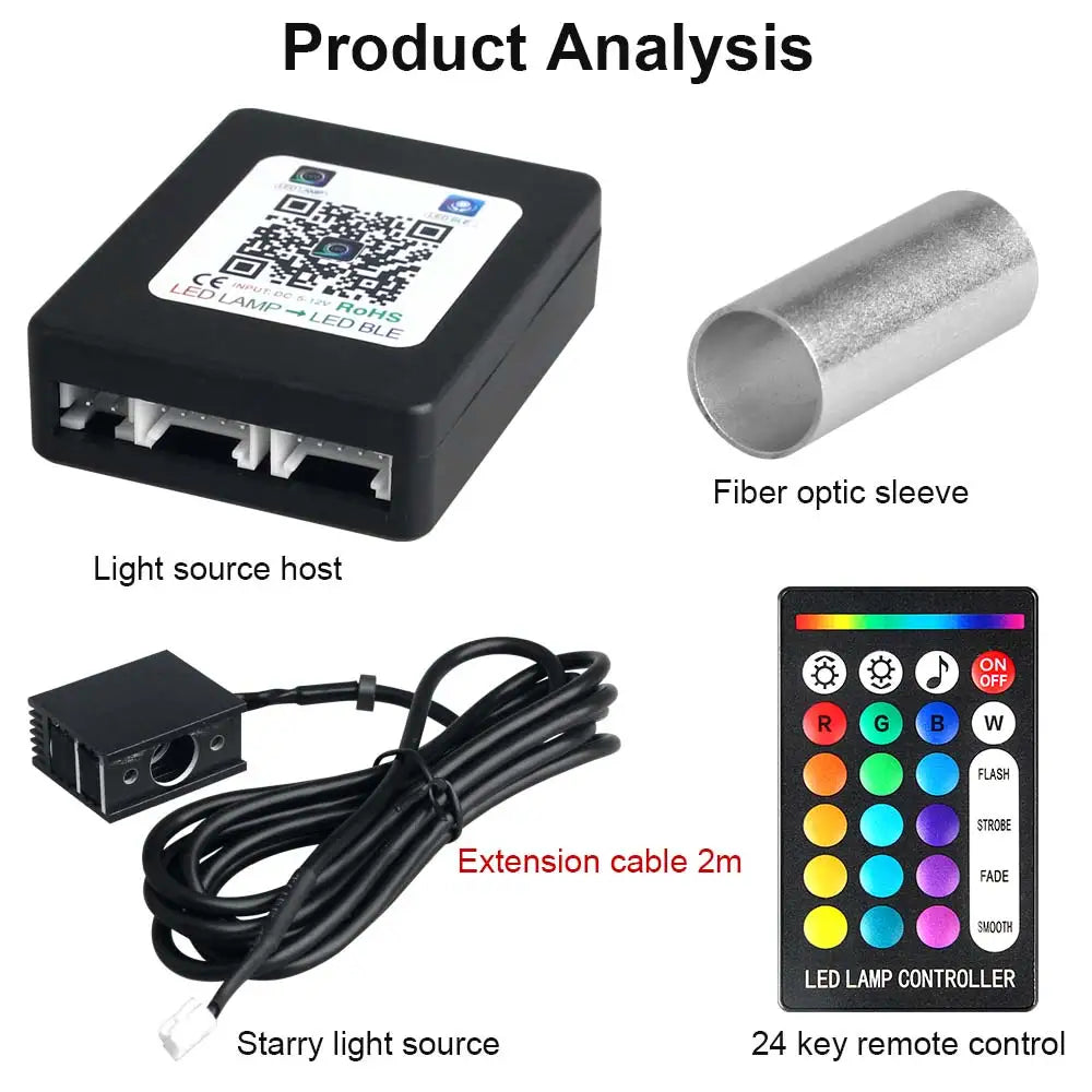 Fiber Optic Star Ceiling Kit - RGBW LED Car Roof Light System Tidesmit