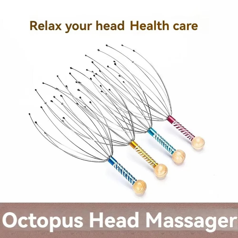 Octopus Head Massager - Scalp Scratcher for Daily Stress Relief 2 Pack Relaxation Treatment Tidesmit