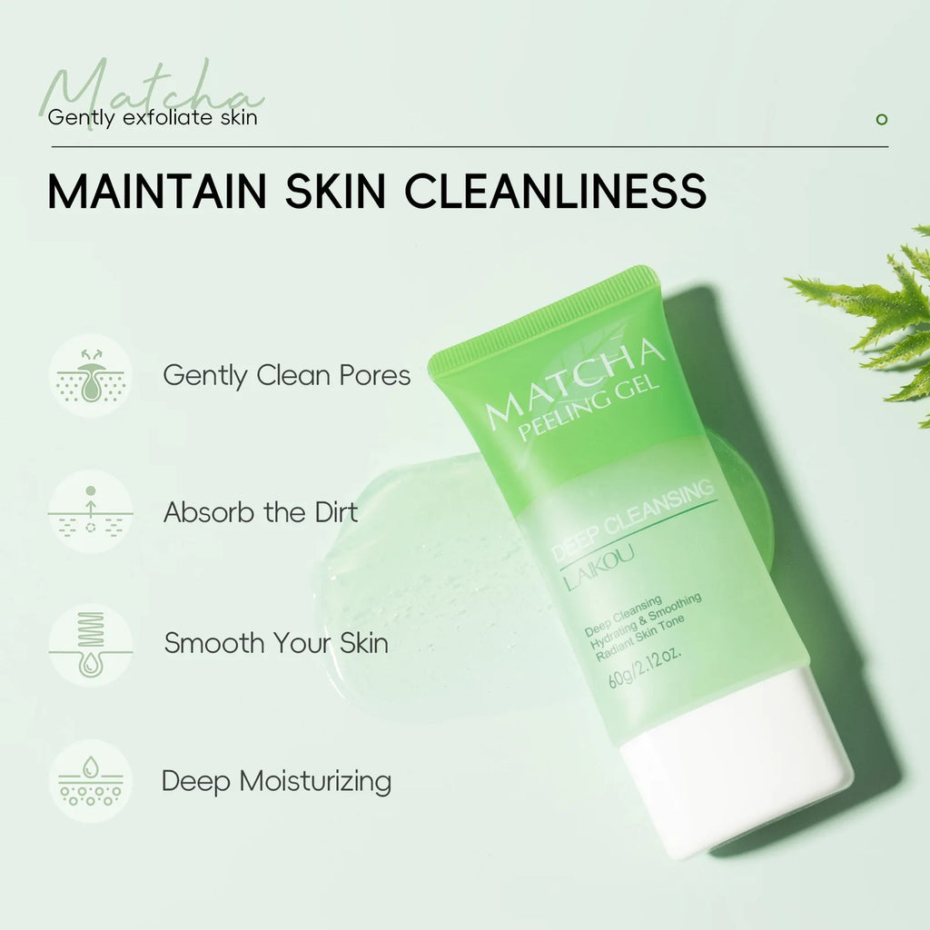 Matcha Exfoliating Face Scrub – Deep Pore Cleansing Gel 60g Scrubs Treatments Tidesmit