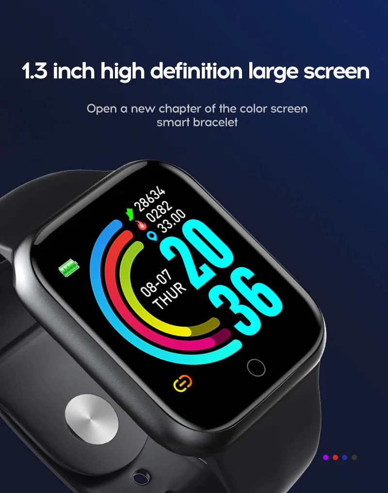 Y68 Smart Watch Bluetooth Fitness Tracker Adult Sports Watch Heart Rate Monitor Blood Pressure Smart Bracelet for Android iOS