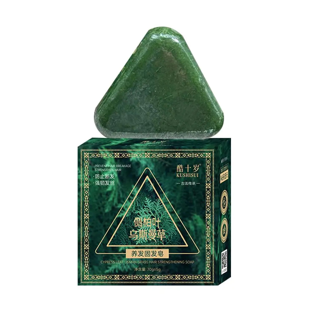 1-10PCS Triangle Shampoo Bar, Usman Grass Shampoo Bar,Nature Seven Green Soap Shampoo, Calming & Strengthens Hair for Women Men