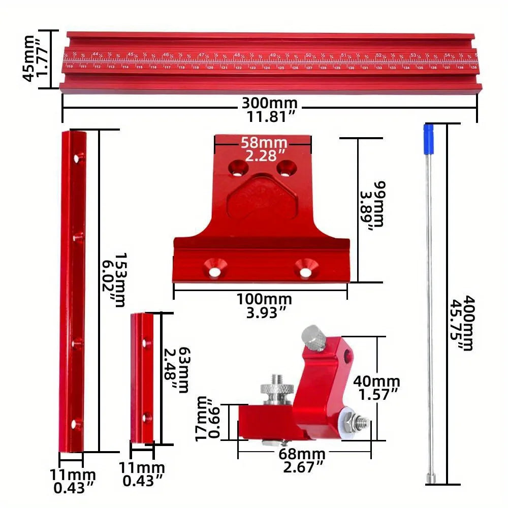 2-in-1 Parallel Guide Rail System Track Saw Angle Clamp,Aluminum Guide for Makita & Festool Rail,Circular Saw Cutting Positioner