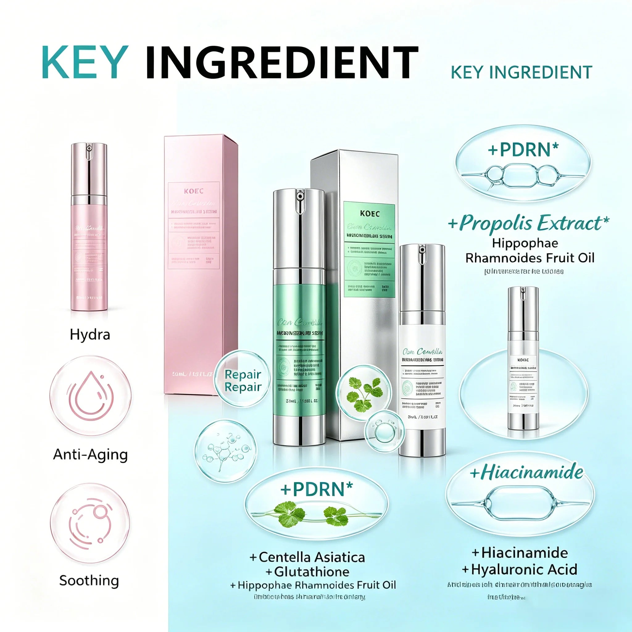 Tidesmit 50ml Spicule Microcrystal Serum texture close-up for pore exfoliation and glowing Korean glass skin care