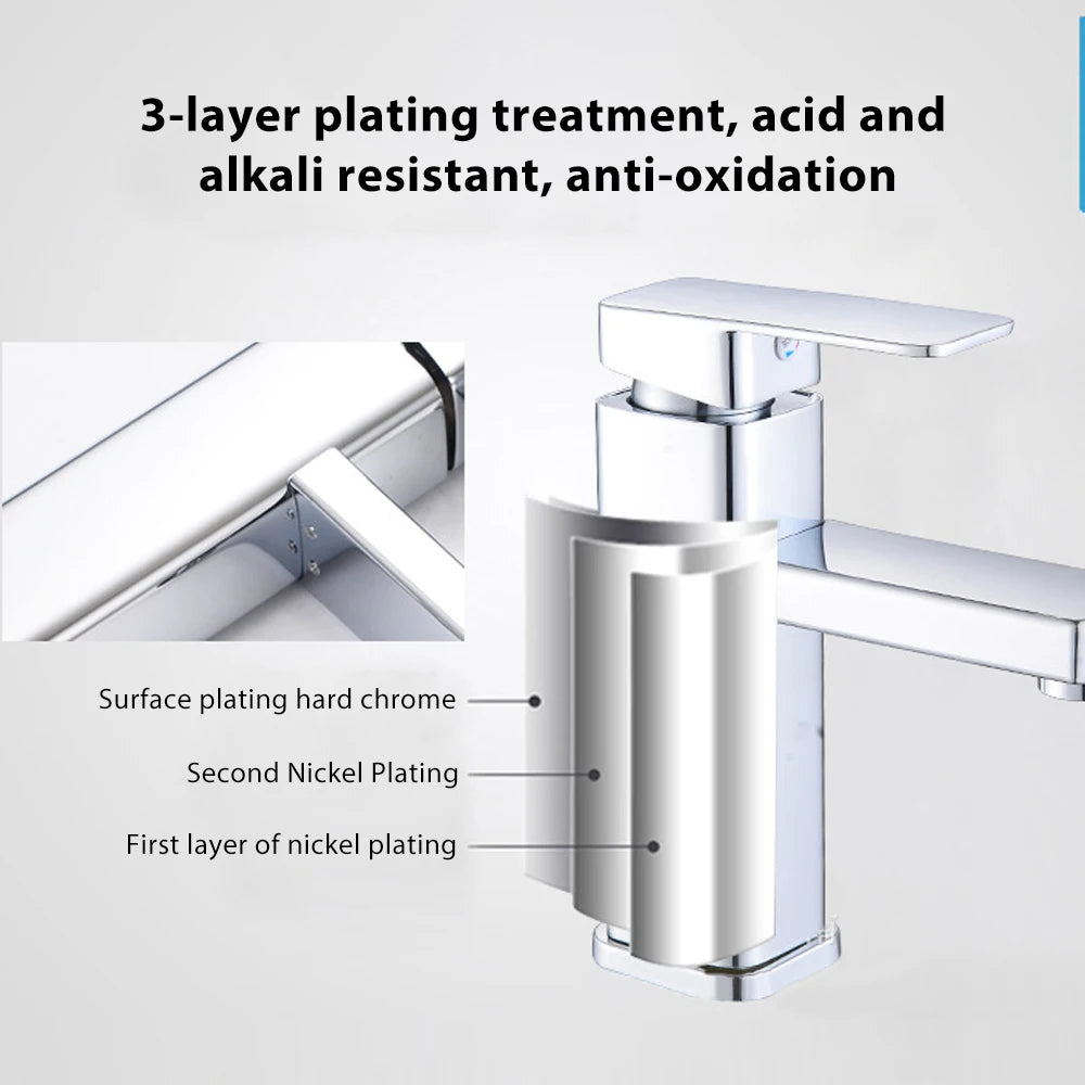 Stainless Steel Bathroom Faucet, Single Lever Basin Mixer, Anti-Oxidation 3-Layer Plating, Timeproof Rustproof, Washbasin Tap