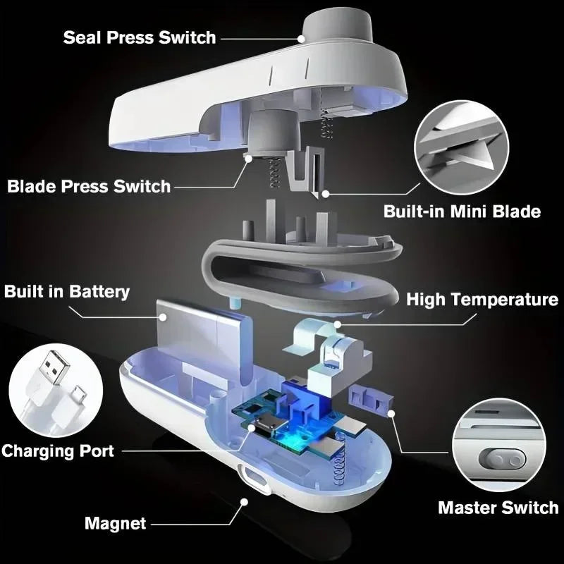 Handheld Bag Sealers USB-C Rechargeable Sealers Food Vacuum Sealers Portable Sealing Machine Mini Plastic Bag Sealers