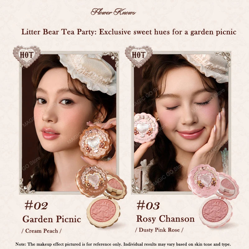 Tidesmit Flower Knows Sweetie Bear silk satin blush texture close-up for long lasting natural glow face makeup