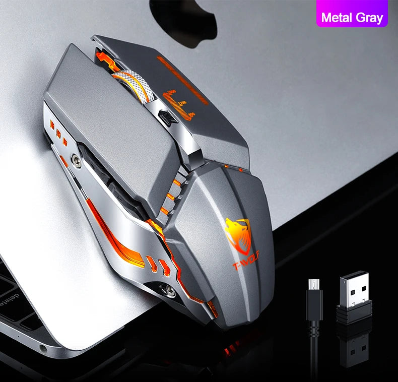 T-WOLF Thunderwolf Q15 Rechargeable Wireless Mouse RGB Glow Game Office Silent Laptop 2.4g Rechargeable Wireless Mouse