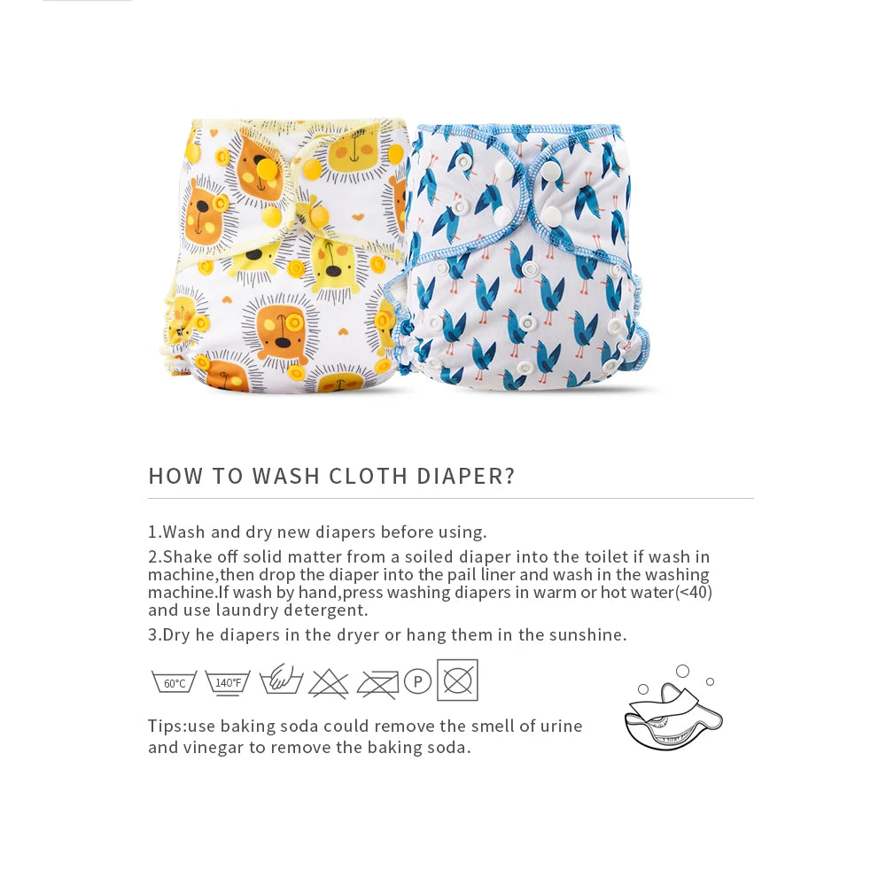 HappyFlute New Print  AI2 Snap Insert Bamboo Cotton&Velour OS Baby Napp One Piece Pack Baby Waterproof Night Diaper