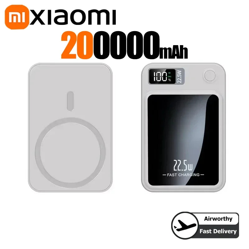 Tidesmit Magnetic Portable Charger - High Capacity Fast Power Bank White 200000mAH Tidesmit