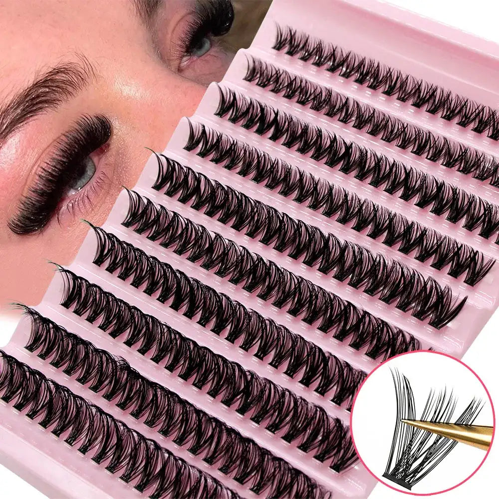 Big Capacity Super Bunch DIY Cluster Lashes 8-16mm Mix Charm Style Eyelashes Extension False Eyelash Makeup Tool Russian Volume False Eyelashes 200pcs 40D 0.07mm|8-16mm Mix Tidesmit