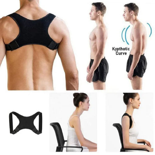 Black posture corrector brace for back alignment. Note: This product is not a CPAP mask or sleep apnea therapy device.