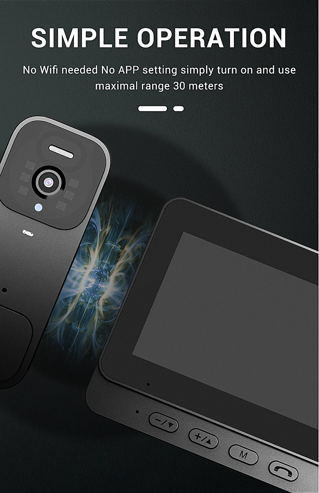 Home Security Smart Video Doorbell 4.3-inch Screen 2-Way Intercom HD Infrared Night Vision Intelligent Visual Wireless Door Bell