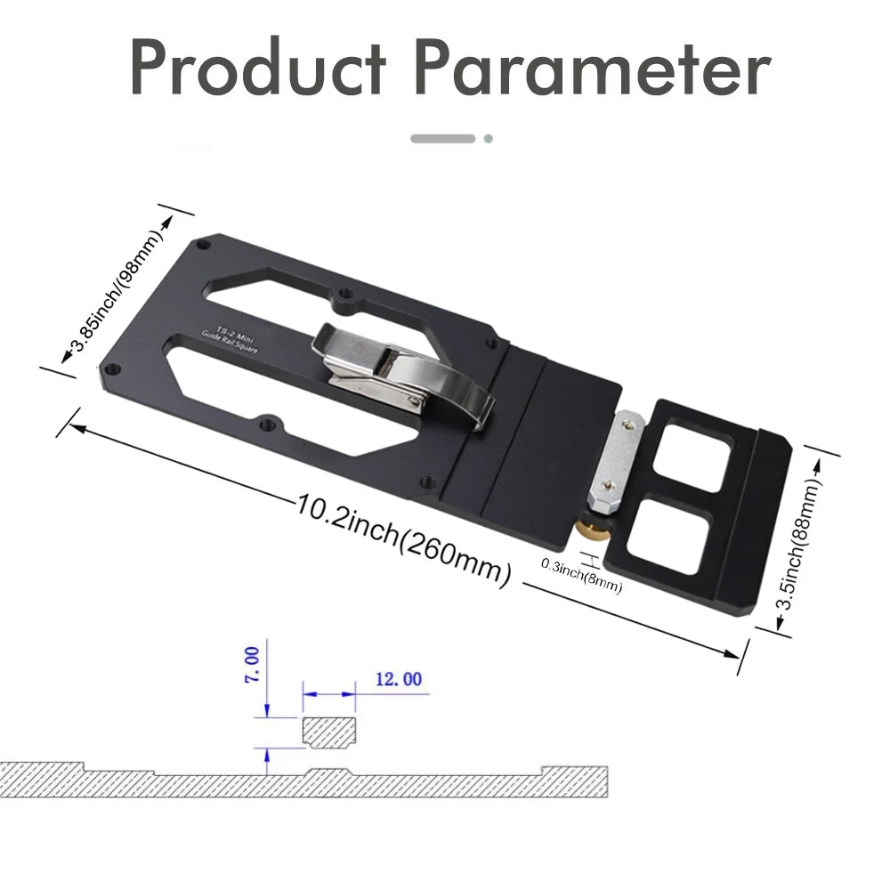 Woodworking Guide Rail Square Right Angle Positioning Plate Match TS55/TS75 Slide Rails Compatible with Festool/Makita/Milwaukee