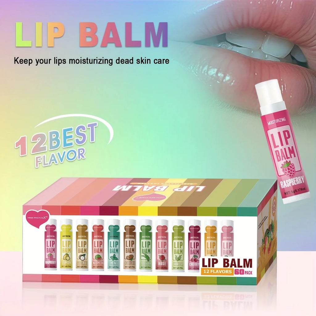 60-Piece Moisturizing Lip Balm Set - Hydrating Lip Care by Tidesmit Lip Care Tidesmit