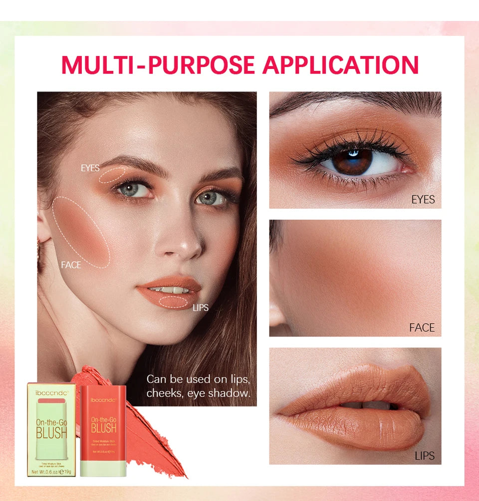 Tidesmit multi-functional cream blush stick in bright tone with waterproof high color payoff for face makeup
