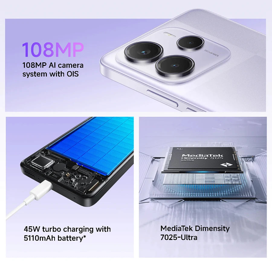 Xiaomi Redmi Note 14 5G Smartphone Global Version NFC 108MP 128GB/256GB ROM Camera MTK Dimensity 7025-Ultra 45W Turbo Charging