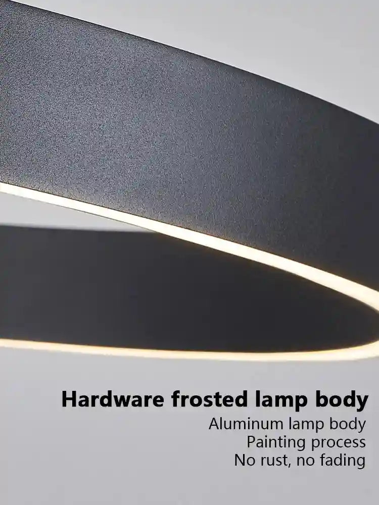 Modern 3-Ring LED Chandelier - Adjustable Dimmable Black Finish Tidesmit