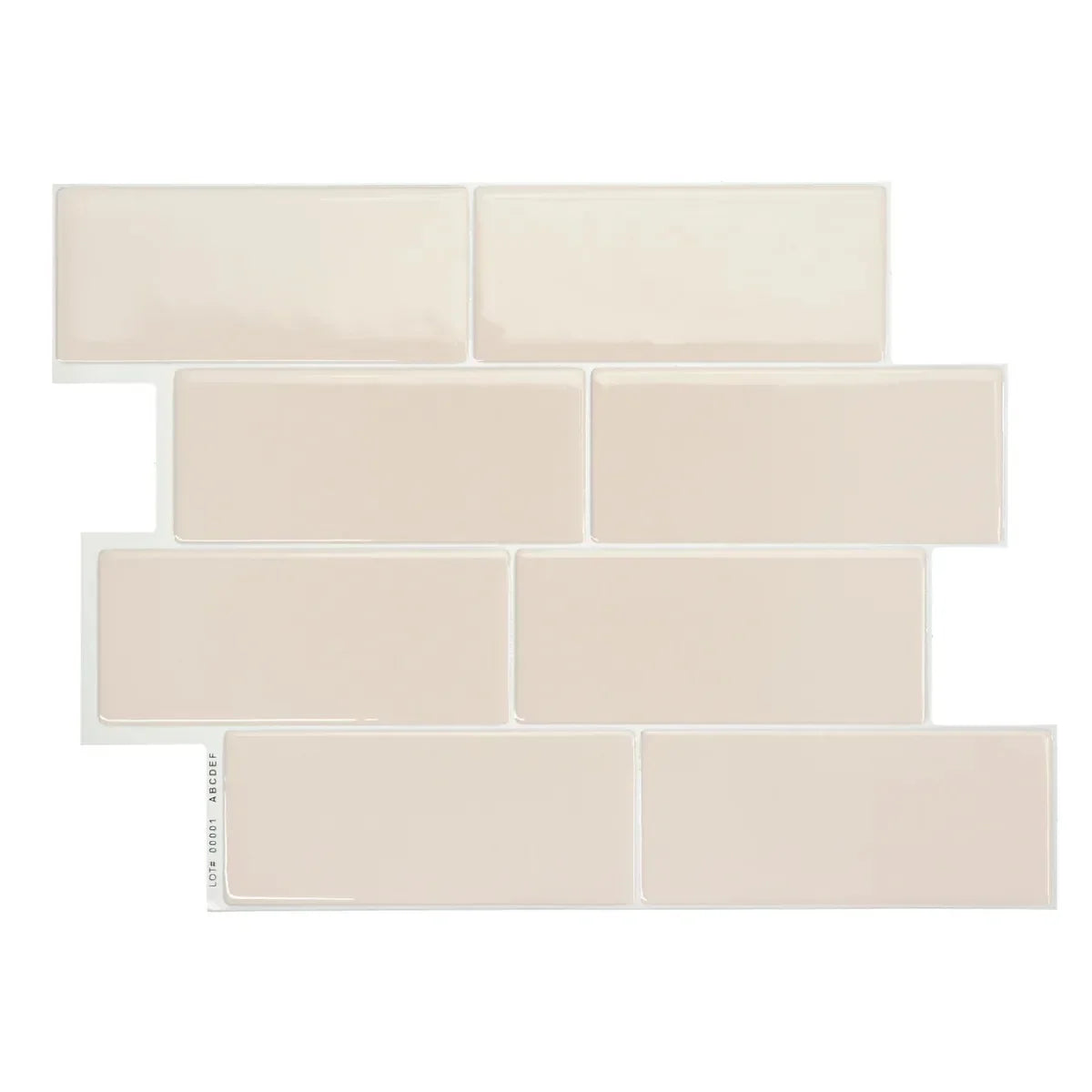 Peel-and-stick backsplash tile set, warm cream smooth rectangular tiles