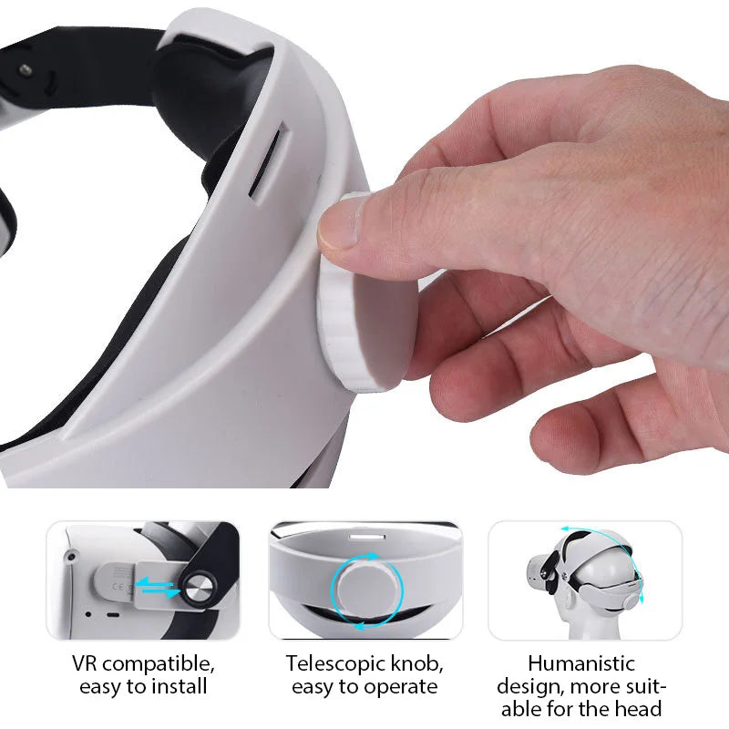 Quest 2 Elite Strap Adjustable Headset Support - Durable White Finish Tidesmit