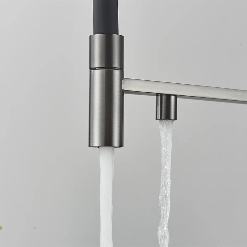 Filtered Kitchen Faucets Dual Spout Filter Faucet Mixer Pull Out Spray 360 Rotation Water Purification 3 Ways Sink Mixer Kitchen