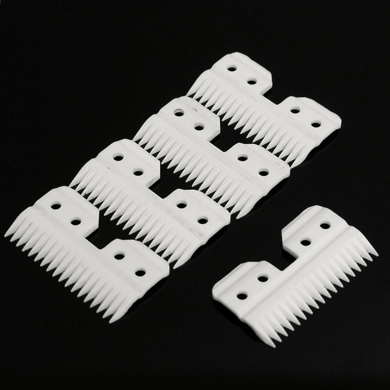White ceramic replacement cutter blades for A5 pet grooming clippers to ensure smooth, cool professional grooming.