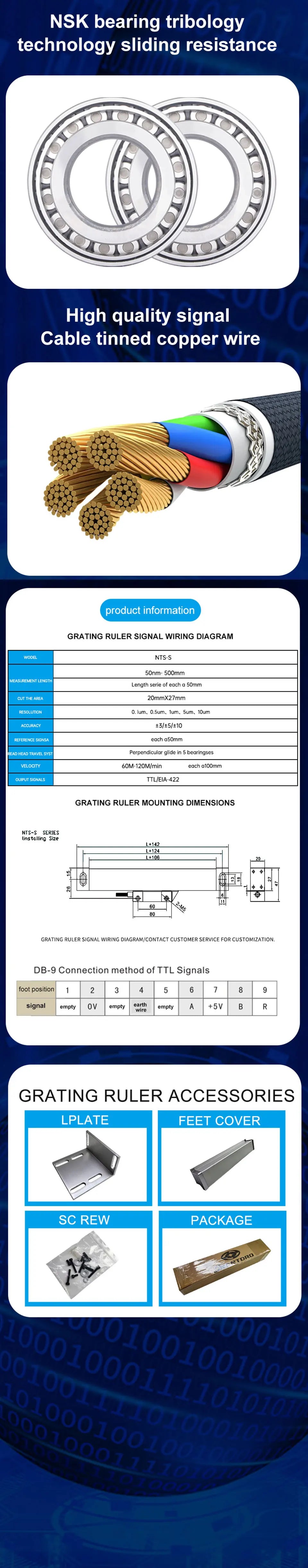 Ultra-accurate Dro NT800-3 NT800-2 Set AC90-260V&50-1000mm Linear Glass Scale Encoder Digital  Ruler for Lathe Milling Machines
